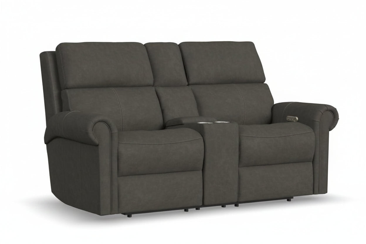 Bernard Collection - Power Reclining Loveseat with Console, Power Headrests & Lumbar